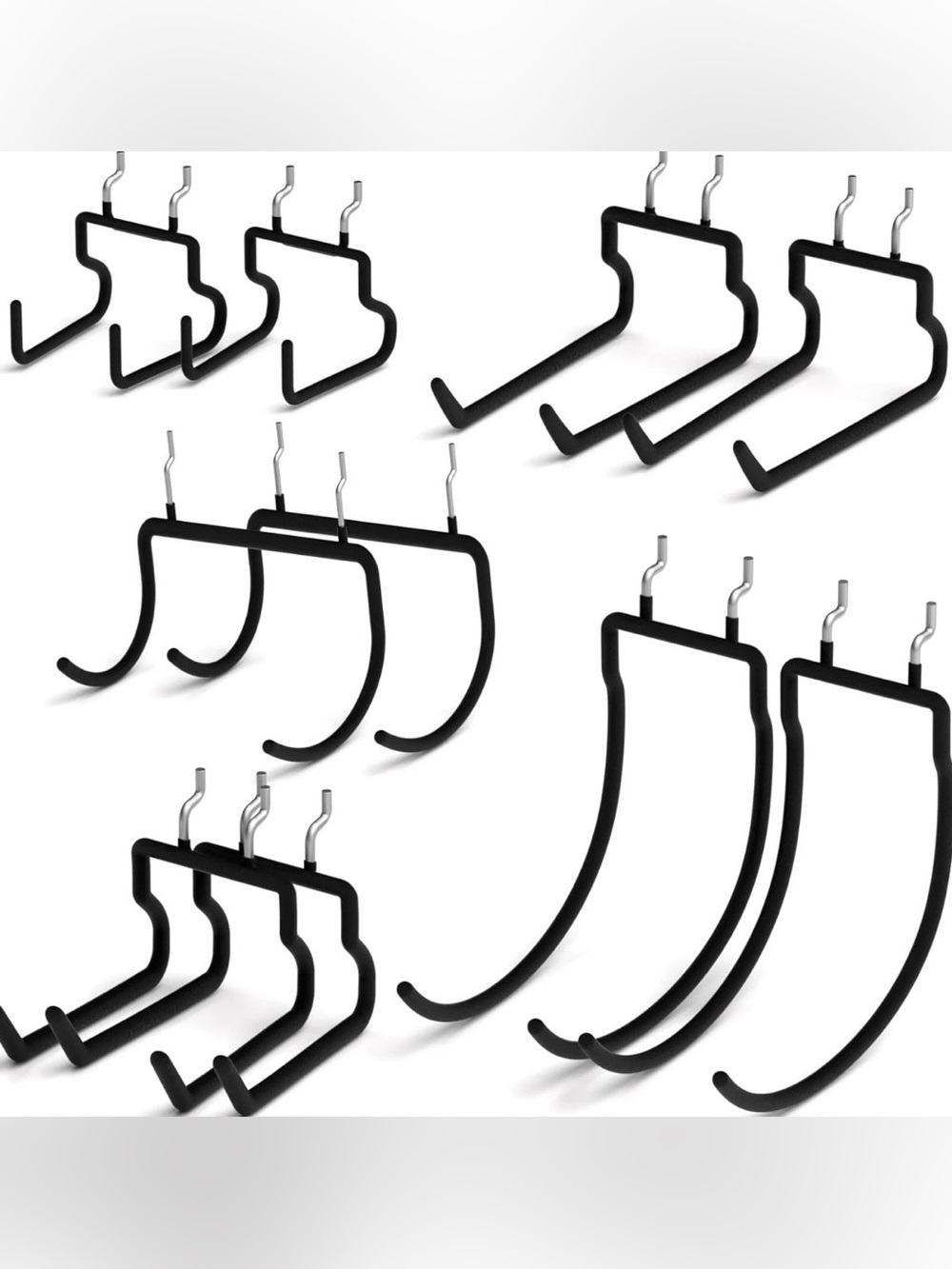 Pegboard J Hook Set for Pegboard, Vinyl Coated Steel, 6.3 in, Custom